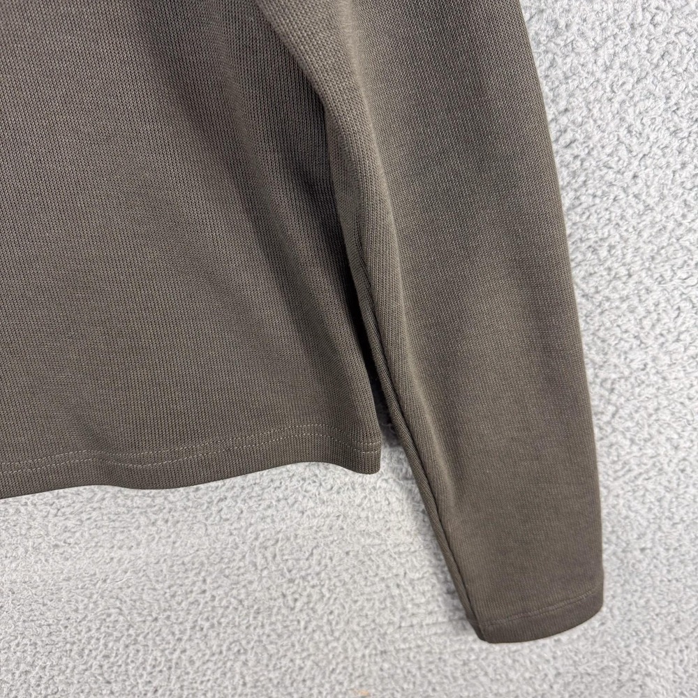 Hugo Boss Sweater Mens Medium Olive Green Mock‎ Neck Snap Placket Regular Fit - Picture 3 of 12
